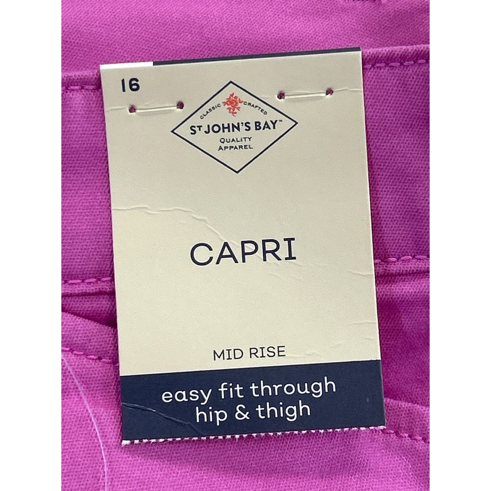 St Johns Bay Capri Pants Womens 16 Pink Mid Rise Secretly Slender Stretch NWT - Picture 4 of 10